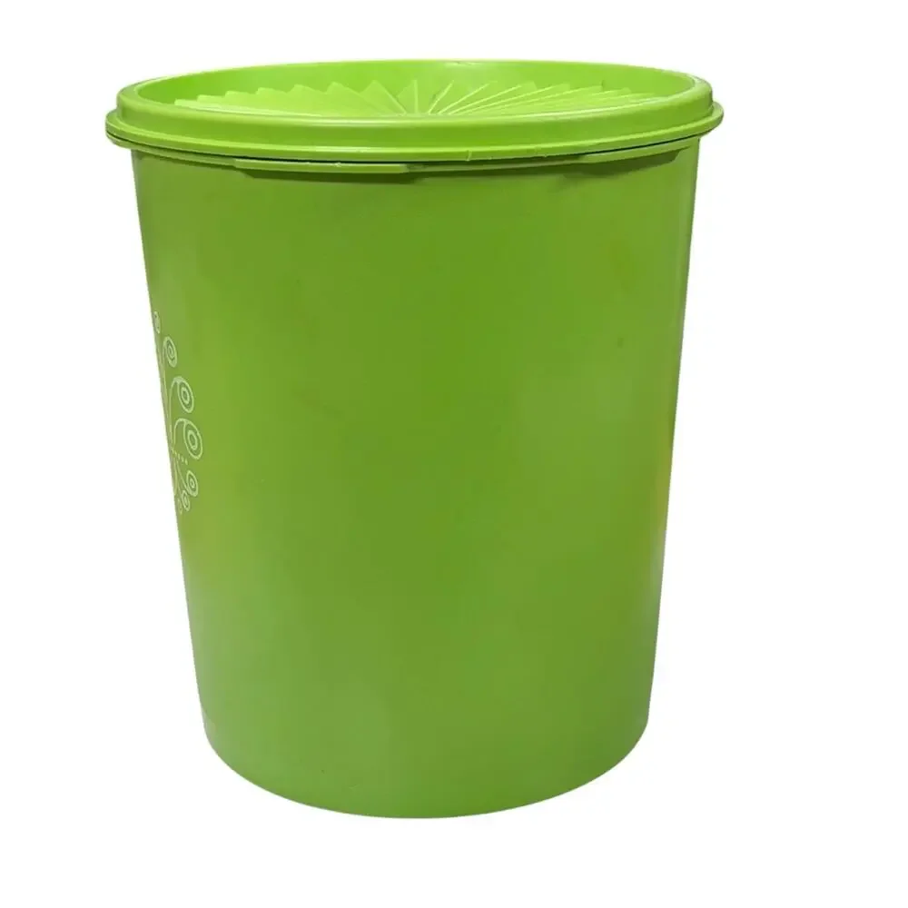 Vintage Tupperware Servalier Maxi Canister #809-13 Green w/ Sunburst Lid